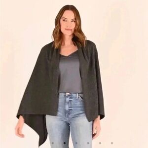 ADRIANNA PAPELL S'HUG Seamless Sleeved Scarf In Charcoal NWT